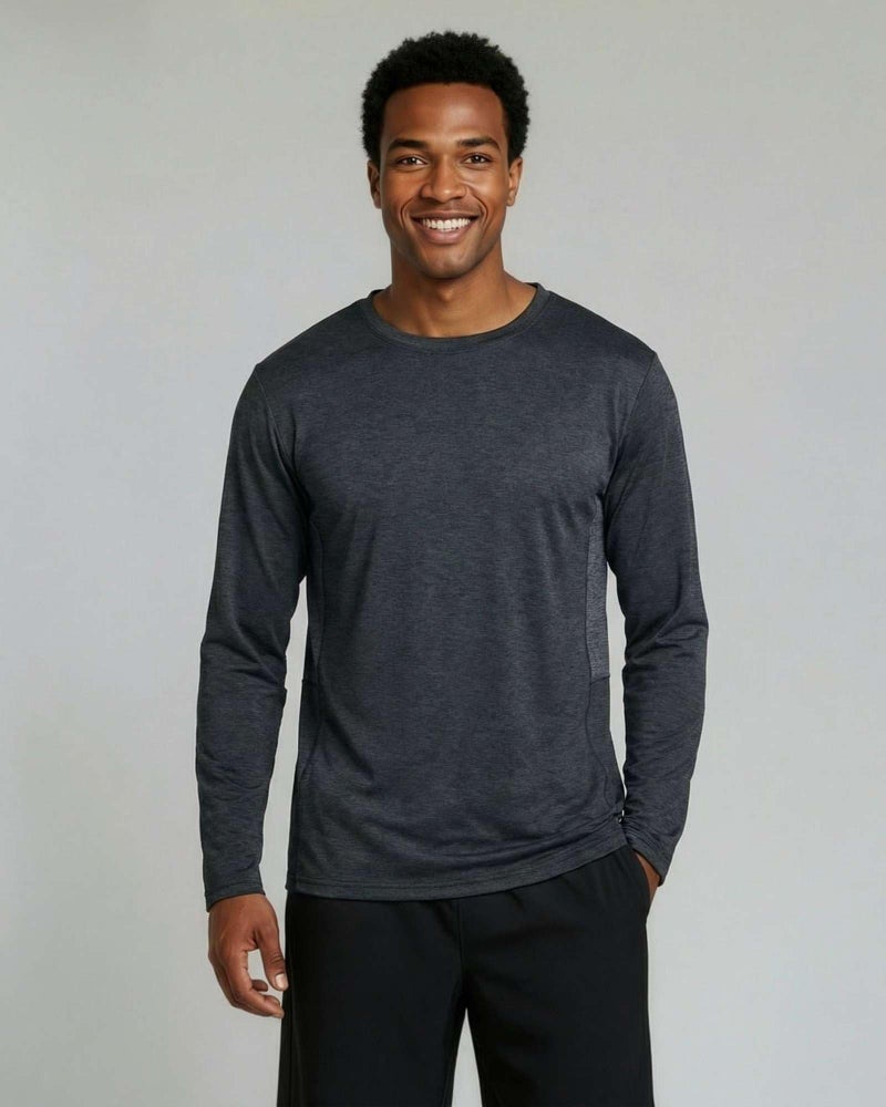 REALESSENTIALS Real Essentials 4 Pack: Mens Long Sleeve Dry Fit T Shirts Hiking Fishing Workout Gym Work Sun UPF 50 Wicking Running Tee, Set 6, Small - Image 2